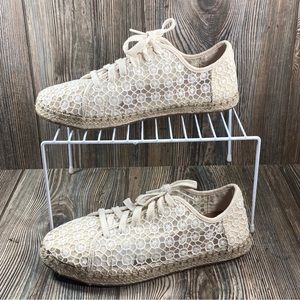 Toms Lena Embroidered Mesh Espadrille Women's Size 8 Natural Colored Sneakers